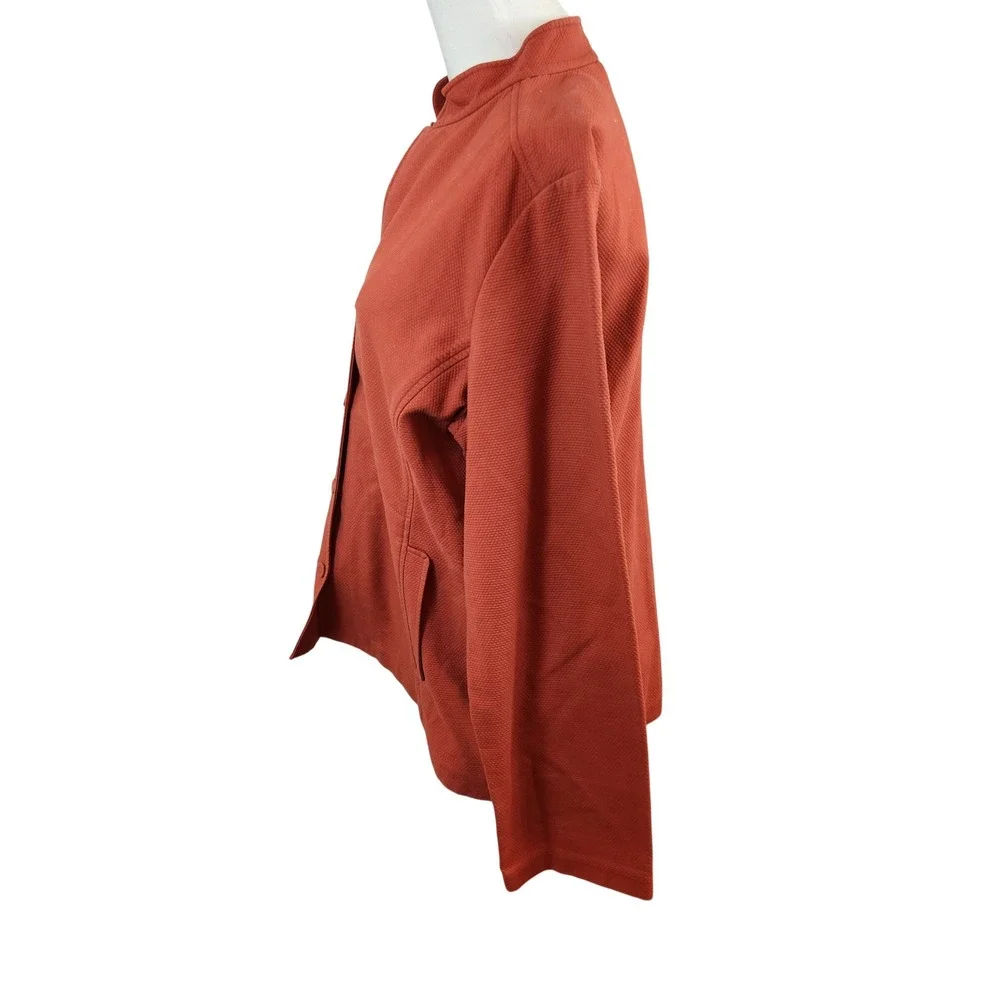 Eileen Fisher‎ Red Orange Textured Knit Blazer Jacket Women's Size L